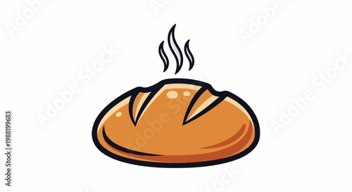 A cartoon loaf of bread with steam rising from the top