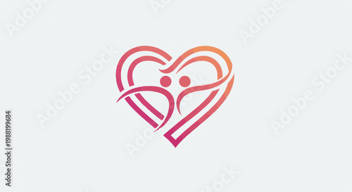 Abstract heart symbol with two stylized human figures