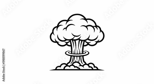 Stylized mushroom cloud explosion icon with ring of smoke at base