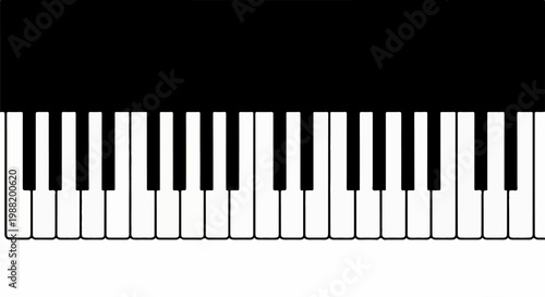 A close-up view of piano keys, with black and white keys clearly visible