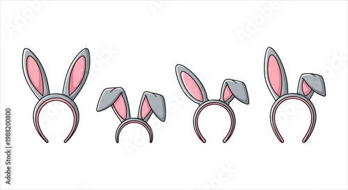 Assortment of rabbit ear headbands on a white background, perfect for costumes