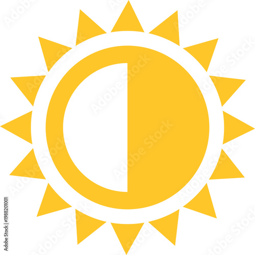 Sun Icon with Half Shading
