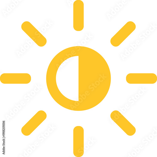 Yellow Sun Icon with Rays