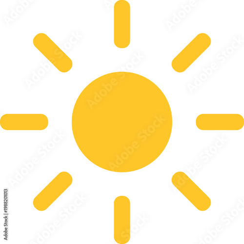 Yellow Sun Icon with Rays