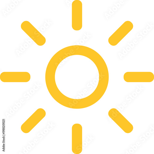 Yellow Sun Icon with Rays