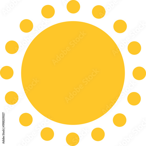Yellow Sun Icon with Rays