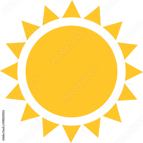 Yellow Sun Icon with Rays