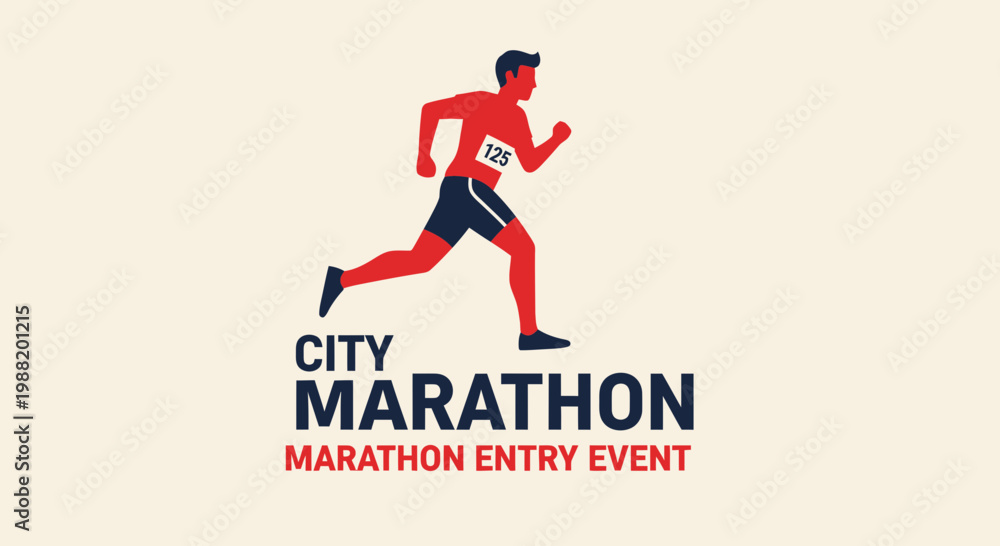 Obraz premium Dynamic City Marathon Event Runner With Bib Number Illustration