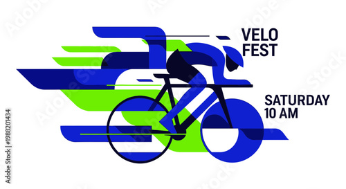 Dynamic Cyclist Illustration Announcing Velo Fest Event On Saturday At 10 AM Race