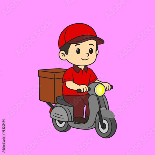 Scooter Delivery Courier Vector Illustration