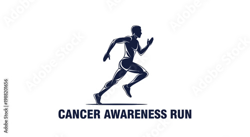 Dynamic Runner Silhouette For Cancer Awareness Run Event Logo