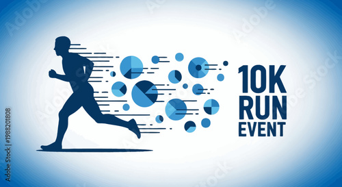 Dynamic Runner Silhouette With Abstract Speed Circles And Event Text