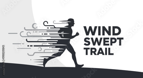 Dynamic Runner Silhouette With Abstract Motion Trails