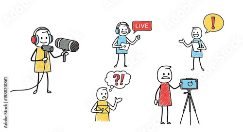 People talking on live television broadcast.