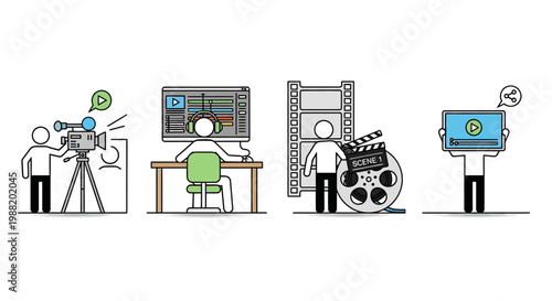 People working with film equipment technology.