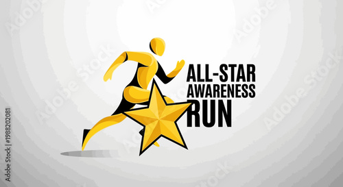 Dynamic Human Figure Running With Star Symbolizing All-Star Awareness Run