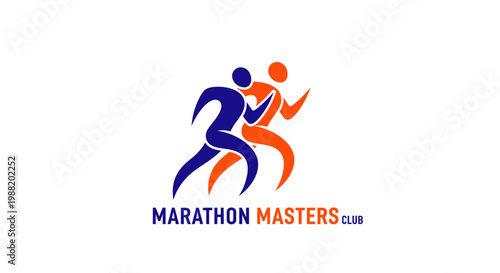 Dynamic Runners Logo Depicting Teamwork and Achieving Goals for Marathon Masters Club