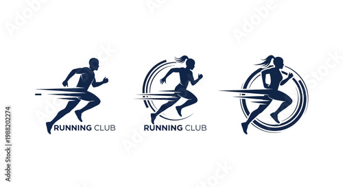 Dynamic Runners Logos Depicting Endurance, Speed, and Motion for Running Clubs and Events