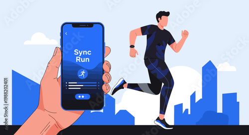 Dynamic Running App Interface With Urban Athlete Illustration