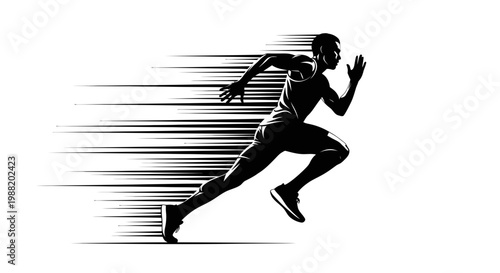 Dynamic Illustration of a Sprinter in Full Stride Executing Maximum Speed and Force
