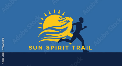 Dynamic Running Duo Embracing Sun Spirit On Scenic Trail Adventure