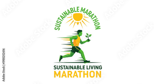 Eco-Friendly Marathon Concept With Runner and Plant Symbolizing Green Living