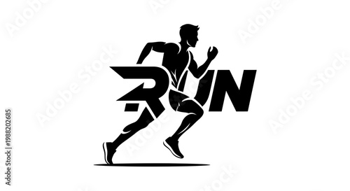 Dynamic Running Silhouette Forming The Word Run Against A Clean White Background