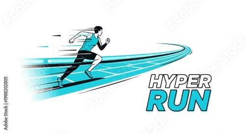 Dynamic Illustration of Runner in Motion with Abstract Speed Lines on Track Course
