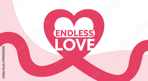 Endless Love Heart Ribbon Graphic Design for Romantic Themes