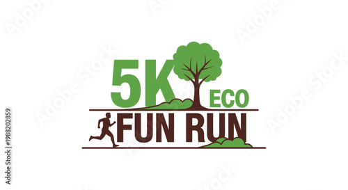 Eco-Friendly 5K Fun Run Logo: Celebrating Nature, Fitness and Community Involvement