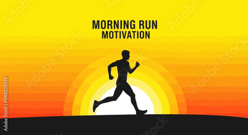 Dynamic Silhouette Of A Runner Ignites Morning Momentum And Vitality