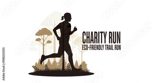 Inspiring Silhouette Of Person Running In Nature For Eco-Friendly Trail Charity Run