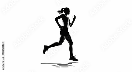 Dynamic Silhouette Of A Woman Running With Intense Focus And Energy