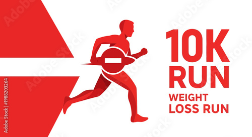 Energetic 10K Run Graphic With Running Silhouette and Weight Loss Message