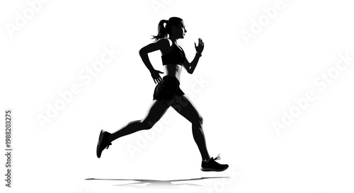 Dynamic Silhouette Of Athletic Woman Running Energetically