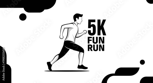 Energetic 5K Fun Run Illustrative Design Featuring a Runner Ready to Compete for Exercise