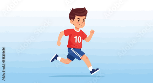 Energetic Boy In Motion, Running With Enthusiasm, Showing Sportsmanship In Animation