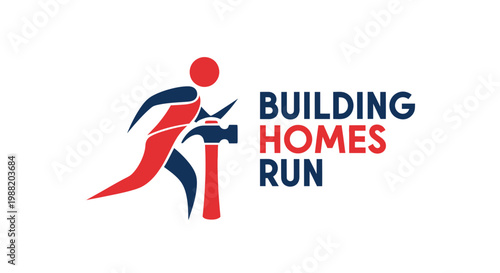 Energetic Builder Constructing Homes, Running Forward to Achieve a Residential Goal