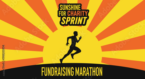 Energetic Charity Sprint Event Silhouette Runs Towards Sunshine and Fundraising Goals