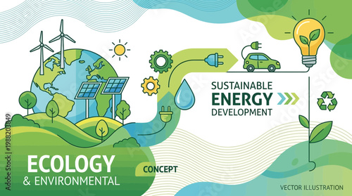 Sustainable Environmental Innovations Depicted In Vector Illustration for Renewable Energy
