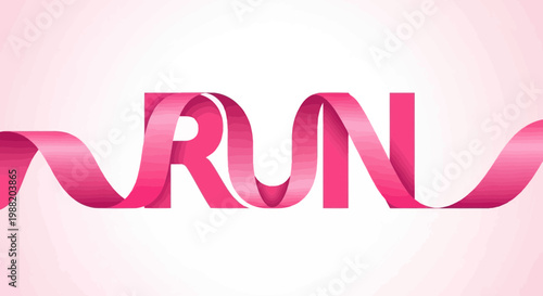 Dynamic Pink Ribbon Typography Word Run Symbolizing Movement And Support