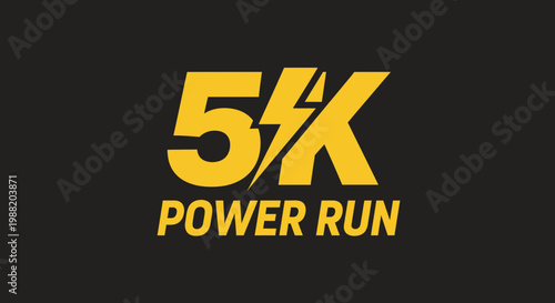 Energetic 5K Power Run Design On Dark Background Promoting Fitness And Competition