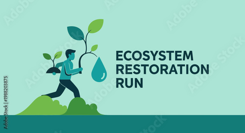 Ecological Run Champion For Environmental Recovery And Ecosystem Renewal Concept