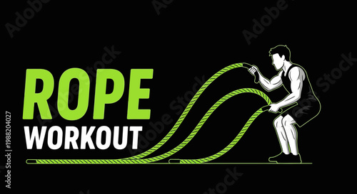 Dynamic Rope Workout Session Depicted, Featuring Active Training in Bold Illustrative Style