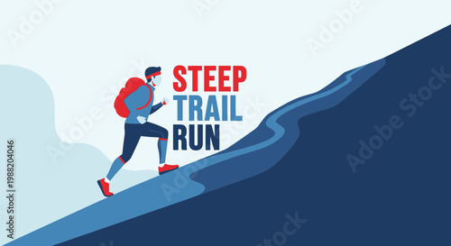 Energetic Athlete Charging Upward on the Steep Trail Illustrating Endurance Capacity and