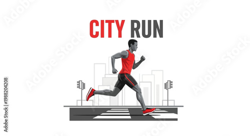 Energetic City Runner: Dynamic Illustration Depicting Urban Sprinting Activity