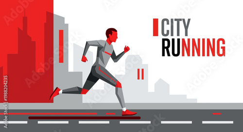Energetic City Runner: Dynamic Illustration of Urban Sport and Fitness Concept