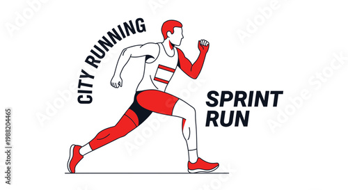 Energetic City Runner Sprinting Forward in Dynamic Vector Illustration Design