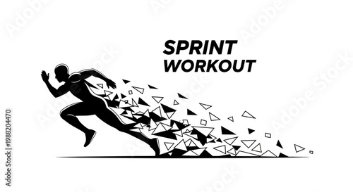Dynamic Sprinting Figure Illustrating Workout Fitness and Healthy Lifestyle Concept