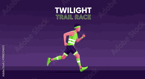 Dynamic Runner In A Twilight Trail Race Illustration